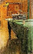 Carl Larsson, brita vid pianot-aftonbelysning vid pianot
